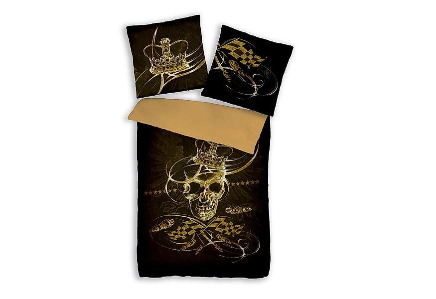Träumschön Bettwäsche Premium Mako-Satin-Baumwolle 135x200 cm, King Skull, günstig online kaufen