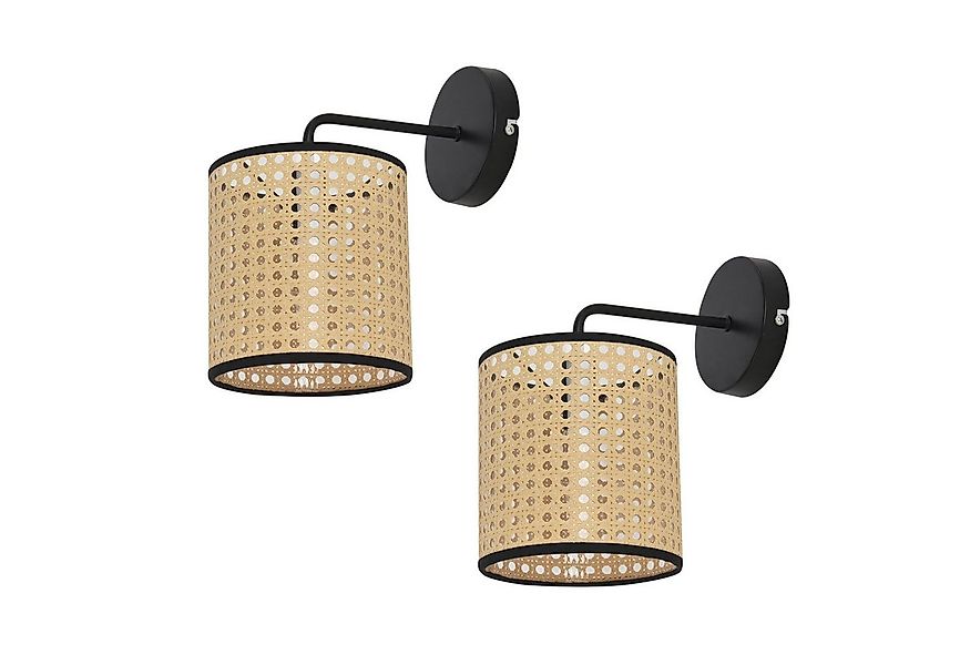 lux.pro Wandleuchte, »Southend« 2er Set 1xE14 Rattan-Optik Beige / Schwarz günstig online kaufen