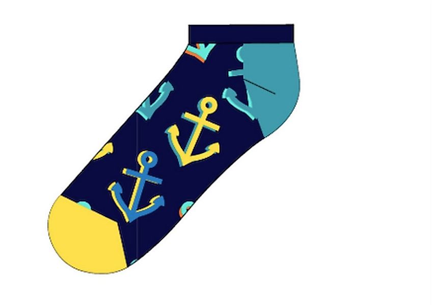Happy Socks Socken Tagessocke Sneaker Big Anchor (Anker) dunkelblau/gelb - günstig online kaufen
