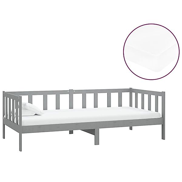 vidaXL Tagesbett mit Matratze 90x200 cm Grau Kiefer Massivholz832045 günstig online kaufen
