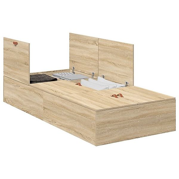 vidaXL Bett Stauraum Bettgestell Sonoma Eiche 90x190 cm (1-tlg) günstig online kaufen