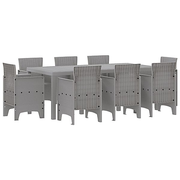 vidaXL 9-Teilige Garten-Essgruppe Grau Poly-Rattan 3378587 günstig online kaufen