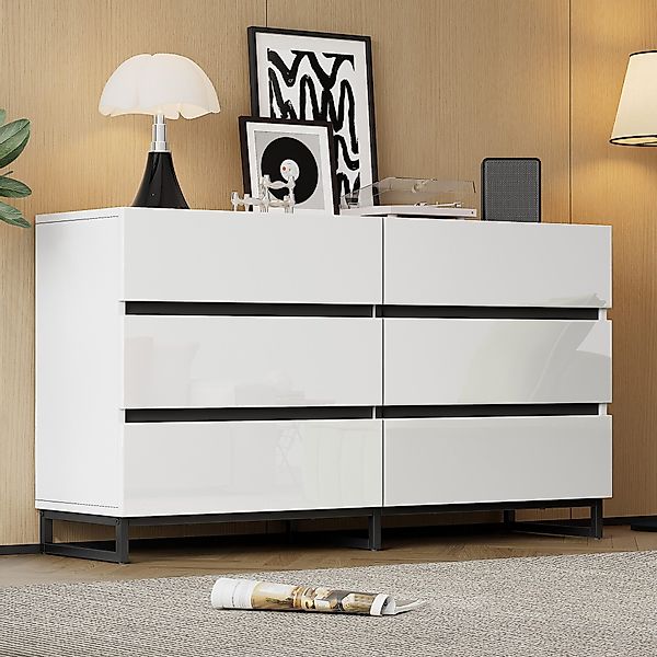 Merax Sideboard hochglanz Wohnzimmerschrank in Weiß-Schwarz günstig online kaufen