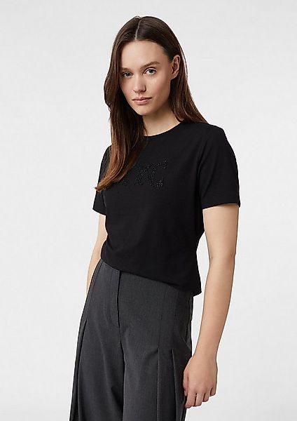 comma Kurzarmshirt T-Shirt T-Shirt mit Perlenstickerei günstig online kaufen
