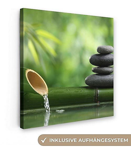 OneMillionCanvasses® Leinwandbild Zen - Stein - Grün - Natur - Bambus, Foto günstig online kaufen