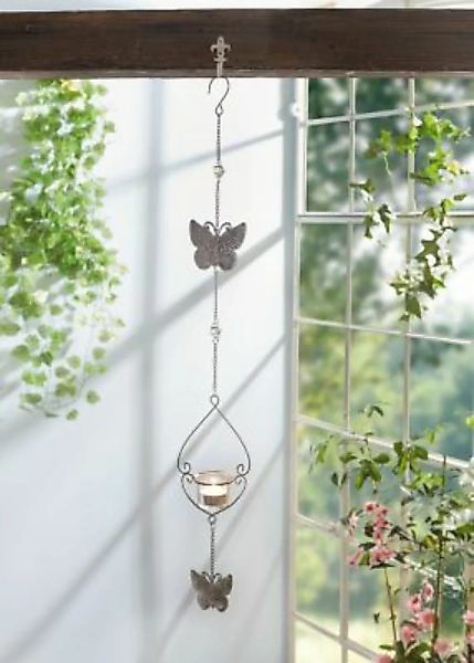 HOME Living Metall-Hänger SPAR-SET 2x Schmetterlingslicht Dekoanhänger grau günstig online kaufen