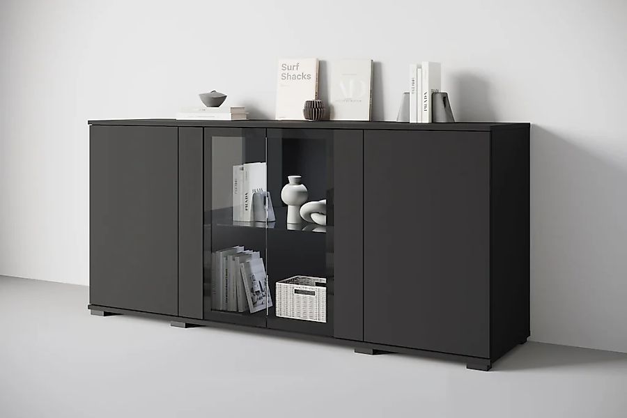 INOSIGN Sideboard "Caro, modernes Design mit Glaseinsätzen, Breite 150 cm" günstig online kaufen