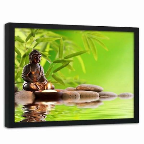 FEEBY® Kunst Budda auf dem grünen Hintergrund Leinwandbilder bunt Gr. 90 x günstig online kaufen