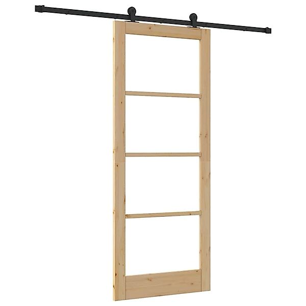 vidaXL Schiebetür ORKDAL Braun 86 x 211 cm Holz und Metall 3332145 günstig online kaufen
