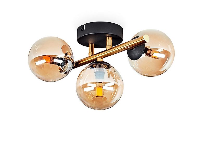hofstein Deckenleuchte Deckenlampe aus Metall/Glas in Schwarz/Goldfarben/Be günstig online kaufen