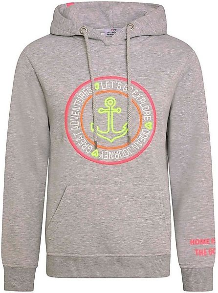 Zwillingsherz Kapuzensweatshirt mit Ankeraufstick und neonfarbenen Details günstig online kaufen