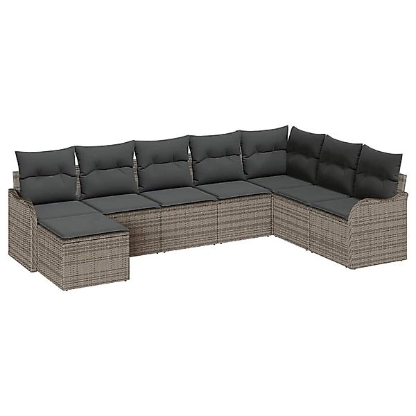 vidaXL Garten-Sofa-Set mit Kissen 8-Tlg Grau Poly Rattan 3354488 günstig online kaufen