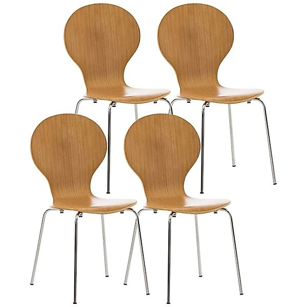 DELUKE 4er Set Besucherstuhl ATHENS Holz Eiche 43x45x86cm Konferenzstuhl Wa günstig online kaufen