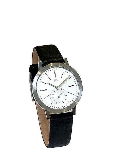 XEN Quarzuhr Damen Schwarz Edelstahl Weiß Swiss Made Leuchtzeiger Lederband günstig online kaufen