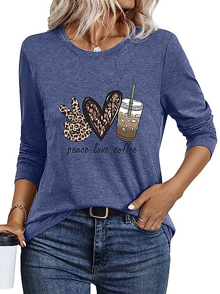 PYLIKE Longsleeve Shirts Damen Casual Liebe Ausgefallene bequemes Langarmsh günstig online kaufen