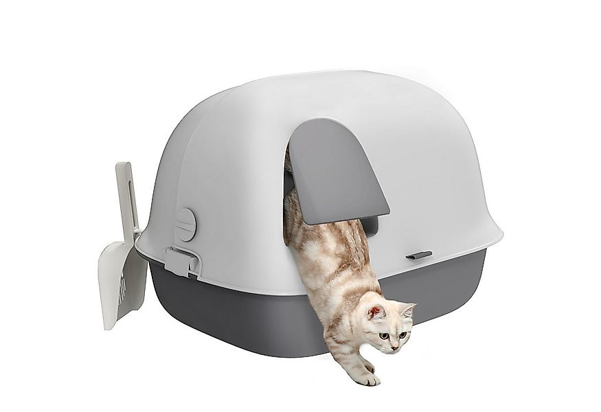 PawHut Katzentoilette mit Deckel, Sieb, Tür, Schaufel, geschlossen, für kle günstig online kaufen