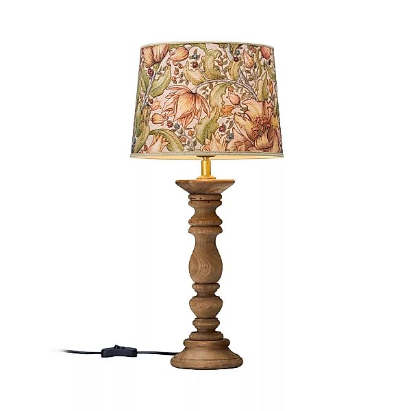 PR Home Lodge Tischlampe Holz/Textilschirm Blumen günstig online kaufen
