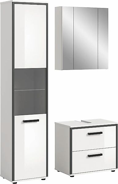 welltime Badmöbel-Set "KAJO, 3-tlg. Badkombination, weiß hochglanz" Set, Se günstig online kaufen