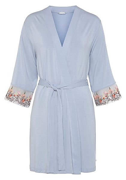 LASCANA Kimono, Kurzform, Viskose, Kimono-Kragen, Gürtel, mit bestickter Sp günstig online kaufen