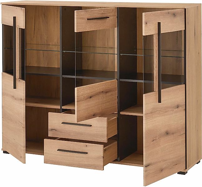 INOSIGN Highboard "Cantara, moderner Schrank, Vitrine in Eiche Dekor oder w günstig online kaufen