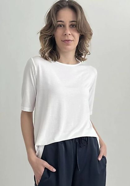 Zuckerwatte Rundhalsshirt aus feinem Micromodal mit Elasthan, verlängerter günstig online kaufen