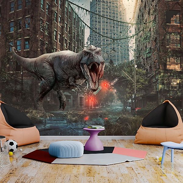 Selbstklebende Fototapete - Dinosaur In The City günstig online kaufen