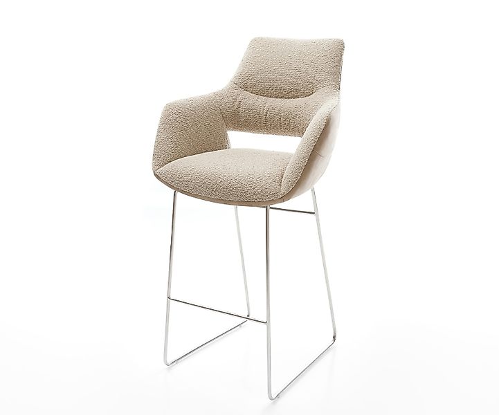 Barstuhl Yago-Flex Materialmix Mikrofaser Schlamm / Bouclé Schlamm Kufenges günstig online kaufen
