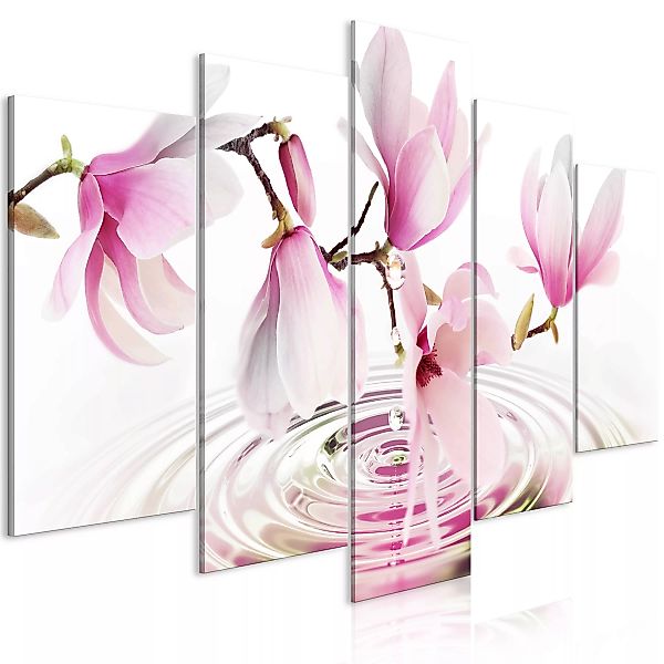 Wandbild - Magnolias over Water (5 Parts) Wide Pink günstig online kaufen