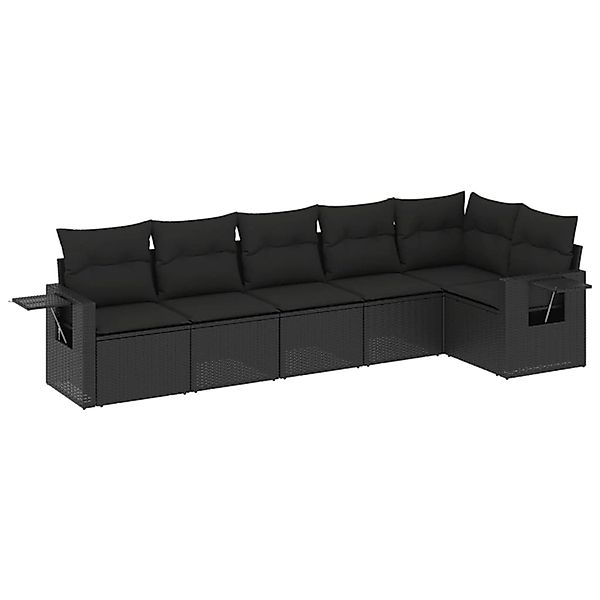 vidaXL 6-Tlg Garten-Sofagarnitur mit Kissen Schwarz Poly Rattan 3252522 günstig online kaufen