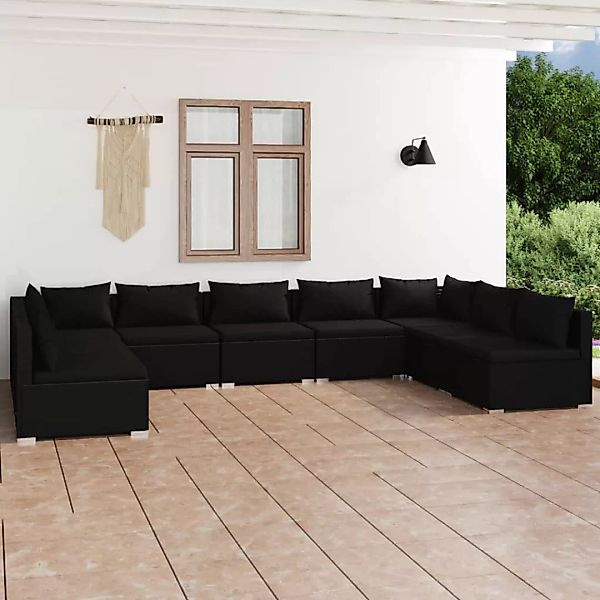 Vidaxl 9-tlg. Garten-lounge-set Mit Kissen Poly Rattan Schwarz günstig online kaufen