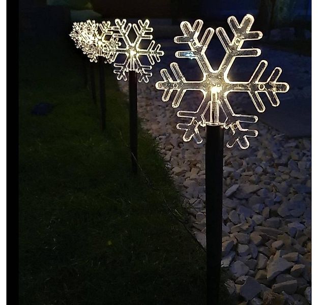FHS LED Solarleuchte 35075 5 LED Leuchtstäbe warmweiß Schneeflocke günstig online kaufen