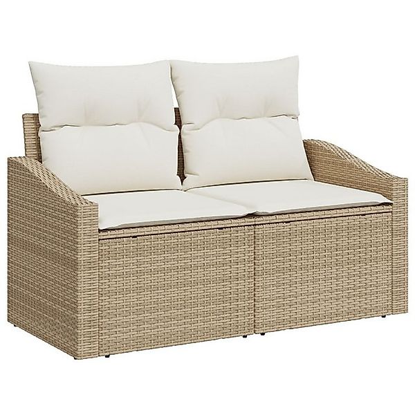 vidaXL Loungesofa 5-teiliges Garten-Sofa-Set mit Kissen Beige Poly Rattan, günstig online kaufen