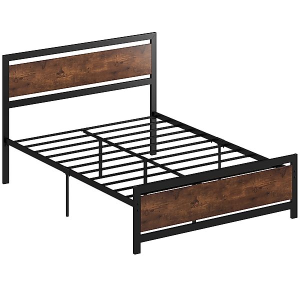 HOMCOM Stahl-Doppelbettgestell mit Lattenrost und Kopfteil kompatibel mit M günstig online kaufen