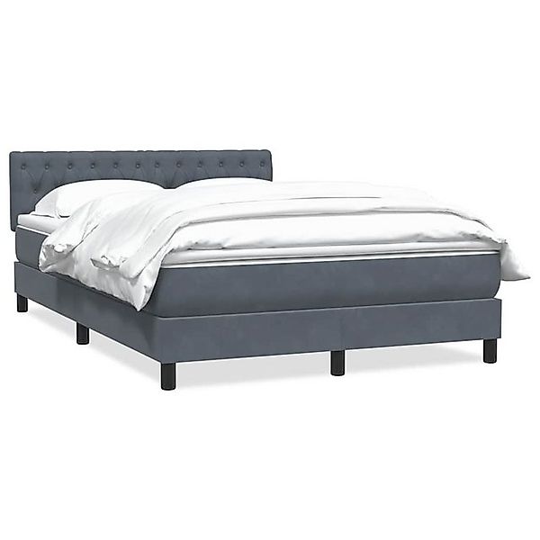 vidaXL Boxspringbett, Boxspringbett mit Matratze Dunkelgrau 140x210 cm Samt günstig online kaufen
