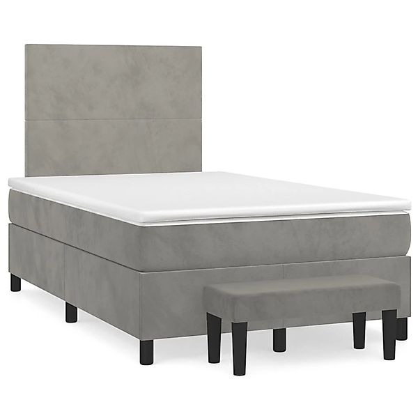 vidaXL Boxspringbett mit Matratze Hellgrau 120x200 cm Samt1357133 günstig online kaufen