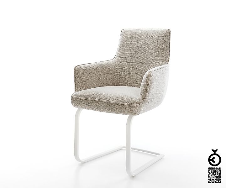 Freischwinger Heira-Flex mit Armlehnen Webstoff Soft Beige Freischwinger fl günstig online kaufen