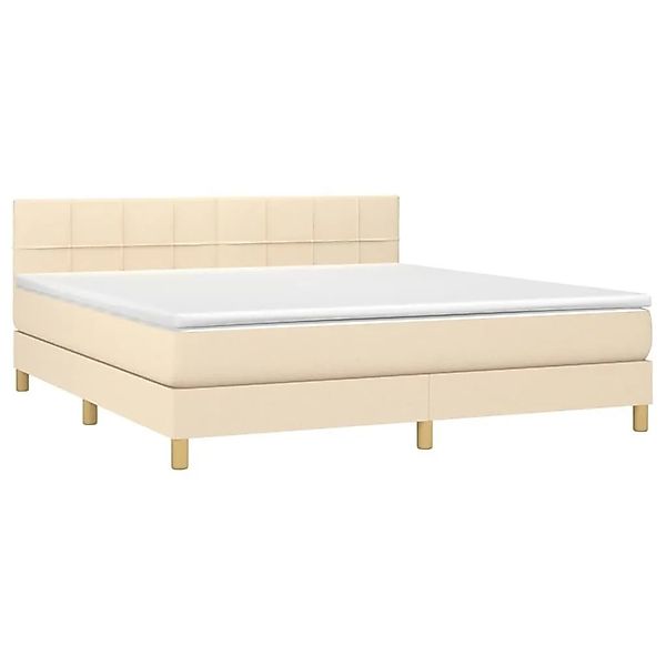 vidaXL Boxspringbett mit Matratze & LED Creme 180x200 cm Stoff 3133738 günstig online kaufen