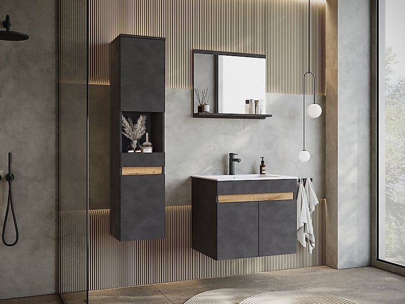 welltime Badmöbel-Set COIN, (Set, 3-St), grifflose Badmöbel-Set, 3 Dekorpla günstig online kaufen