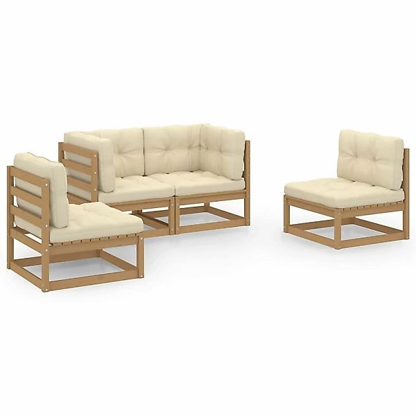 4-tlg. Garten-lounge-set Mit Kissen Kiefer Massivholz günstig online kaufen