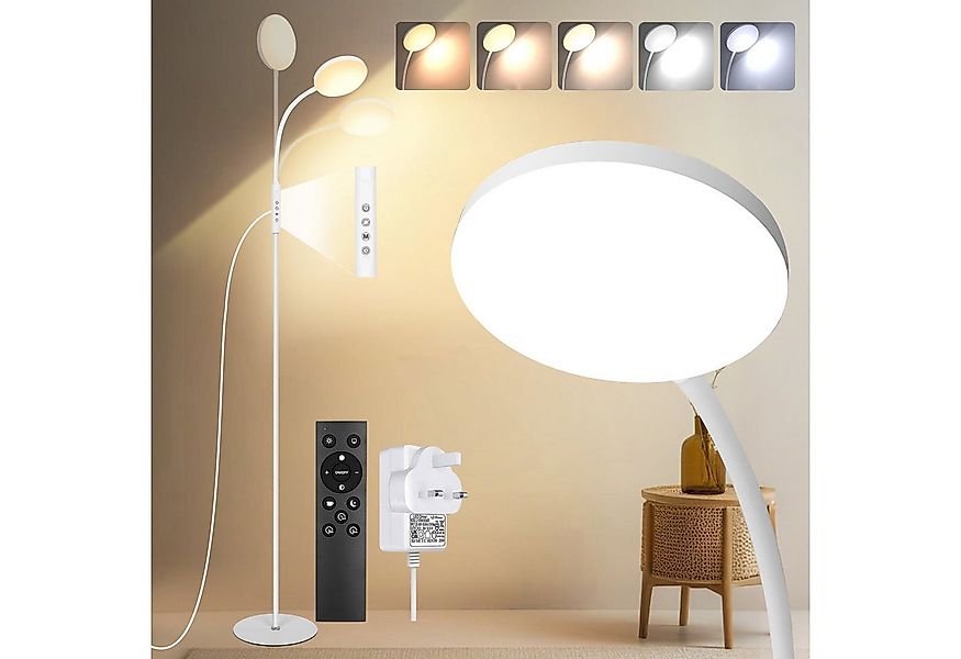 MUPOO LED Stehlampe LED Stehleuchte Weiß/Schwarz mit Schwanenhals,165cm, 10 günstig online kaufen