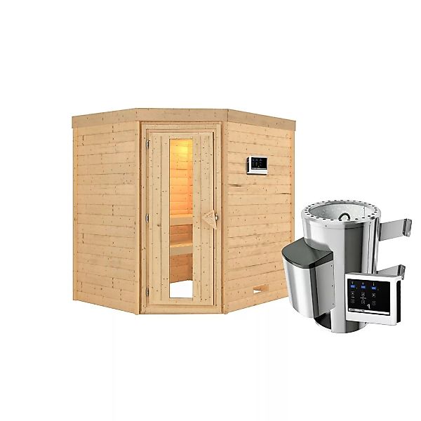 Karibu Sauna Maxi Set Naturbelassen mit Ofen 3,6 kW ext. Steuerung günstig online kaufen