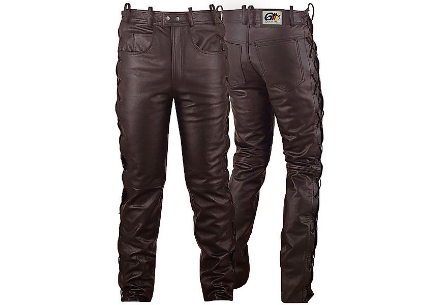 German Wear Lederhose GW860 Brown Lederjeans Büffelleder geschnürt Braun günstig online kaufen