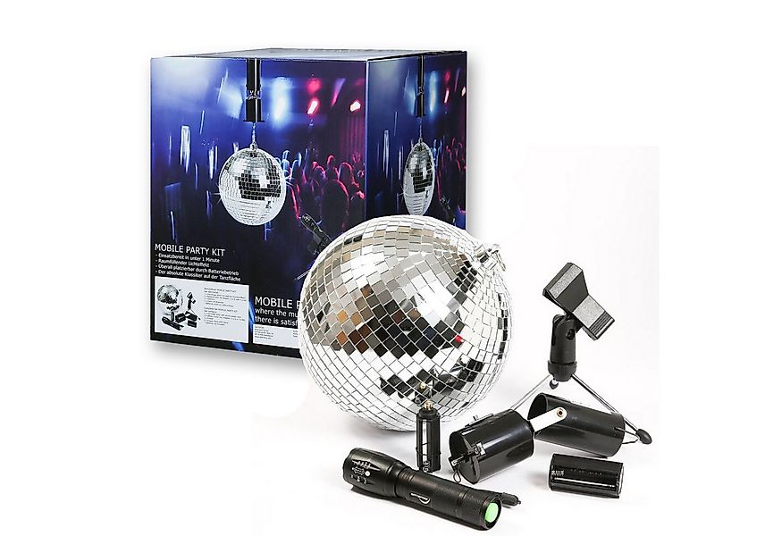 SATISFIRE Discolicht Discokugel Set Mobile Party Komplettset 20cm Kugel Mot günstig online kaufen