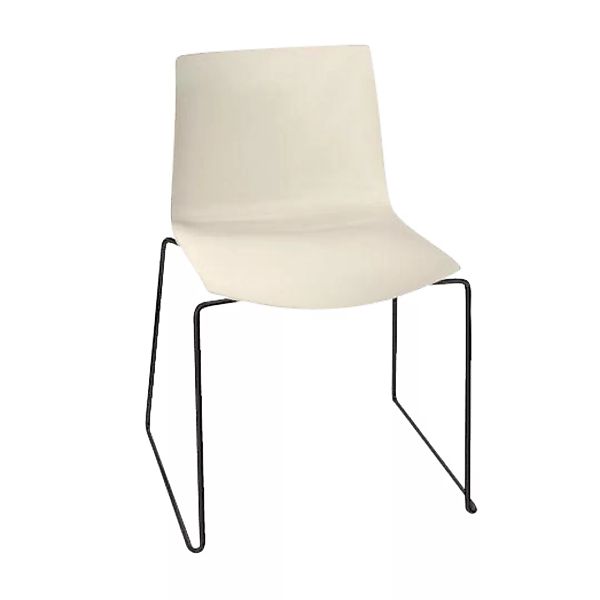 Arper - Catifa 46 0278 Stuhl einfarbig Kufe schwarz - elfenbein/Außenschale günstig online kaufen