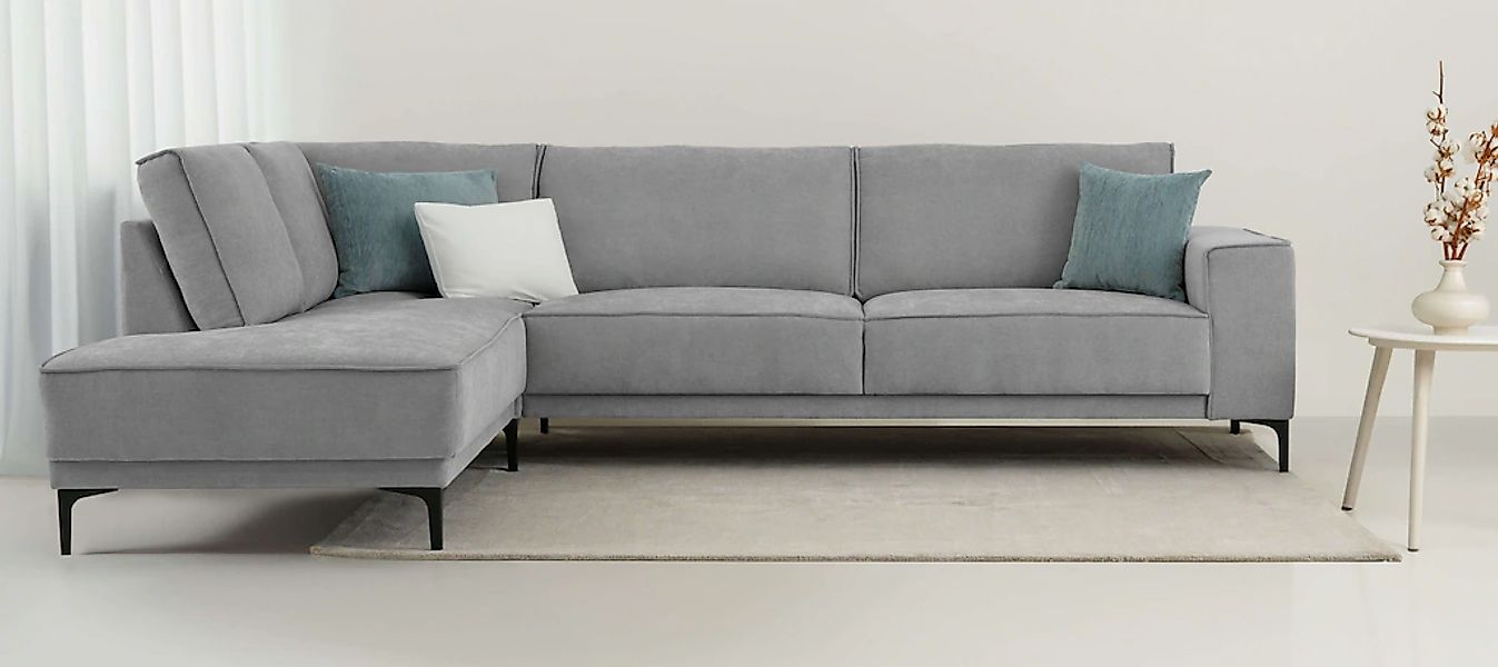 Places of Style Ecksofa "Polsterecke Oland, Struktur, Flachgewebe, Luxus-Mi günstig online kaufen