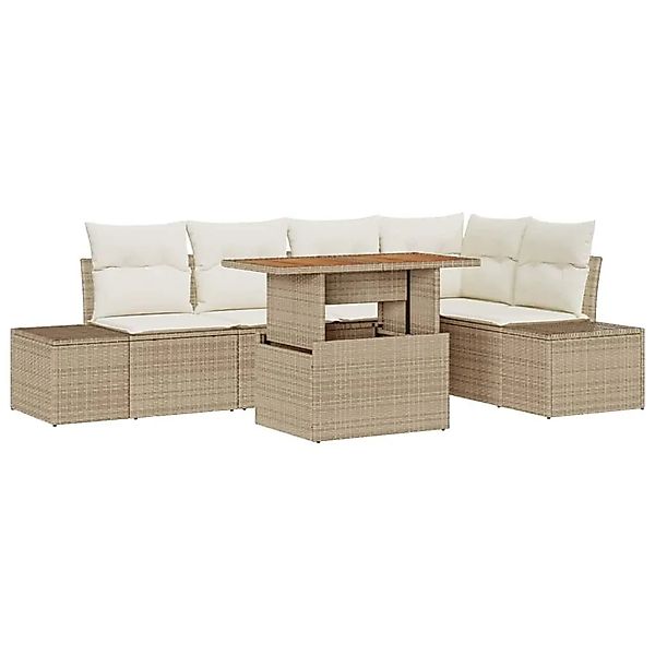 vidaXL Garten Essgruppe mit Kissen 6-Tlg Beige und Creme 3349966 günstig online kaufen