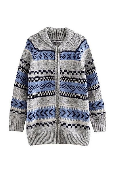 Next Strickjacke Gestreifte Kapuzenjacke mit Fair-Isle-Muster (1-tlg) günstig online kaufen