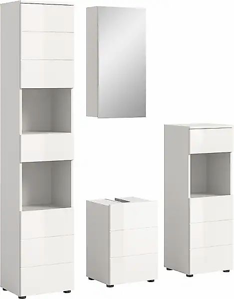 welltime Badmöbel-Set »Biel, Höhe 190 cm, Hochschrank, Unterschrank, Spiege günstig online kaufen