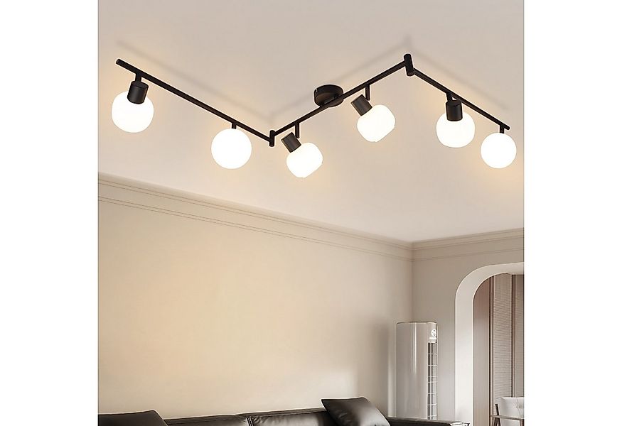 ZMH Deckenstrahler 6 Flammig Deckenleuchte E14 Morden Schwarz/Weiß Glas Woh günstig online kaufen