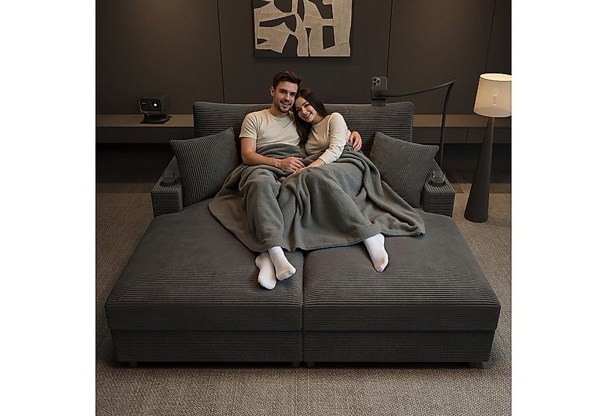 Merax Schlafsofa XXL-Doppelsofa mit Schlaffunktion und USB-Anschluss, Doppe günstig online kaufen